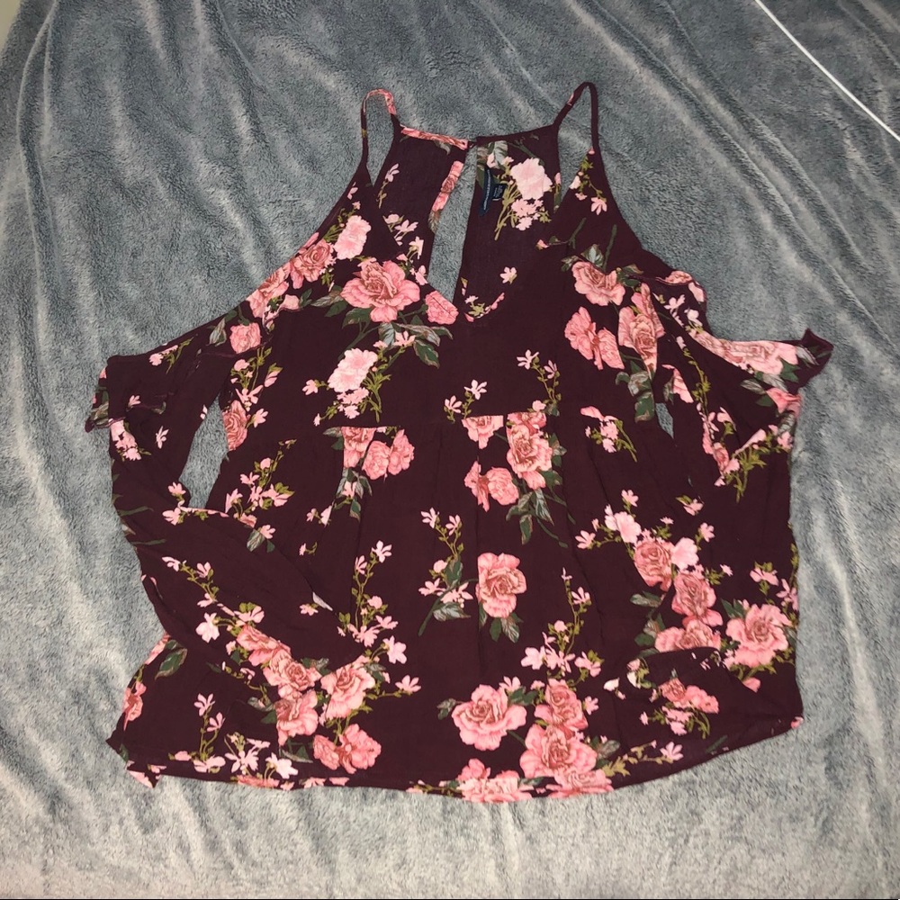 Off the shoulder maroon AEO blouse